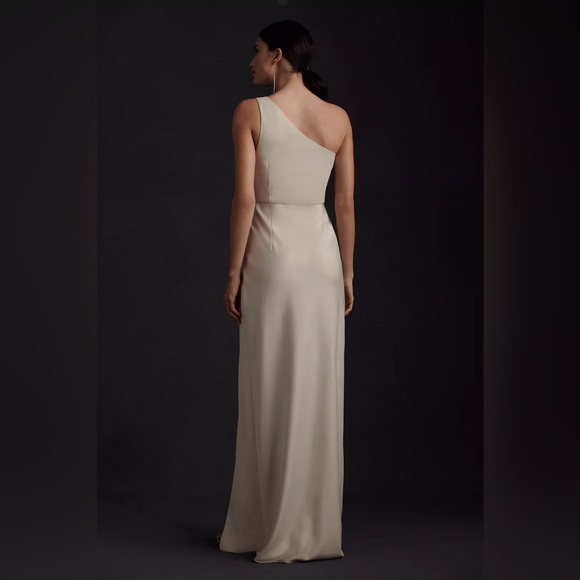 BHLDN DYLAN ONE-SHOULDER SATIN SIDE-SLIT GOWN - Picture 2 of 4